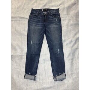 Kut from the Kloth Diana Skinny Jeans Dark Wash Distressed Size 0P Petite